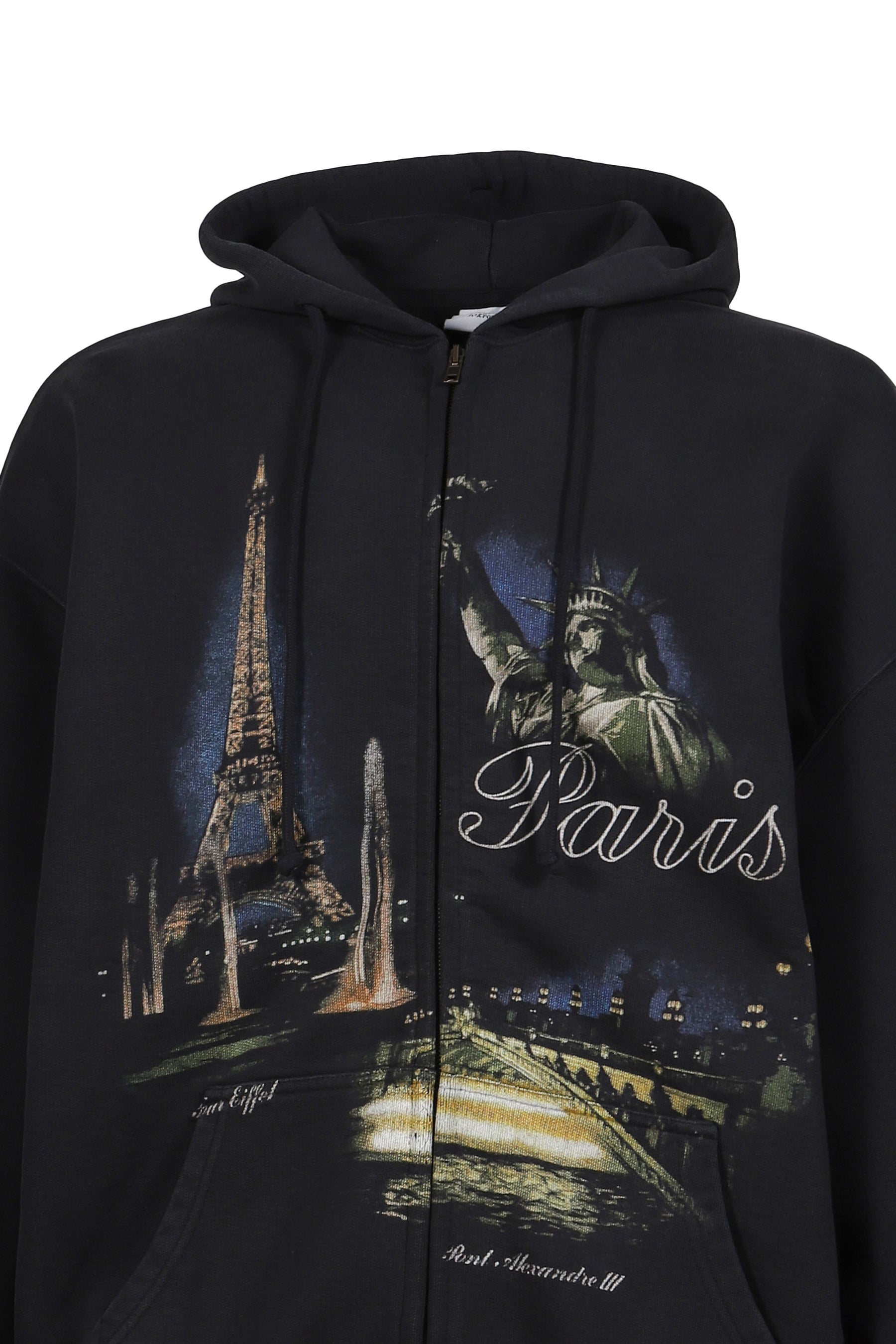 PARIS TOURIST ZIP-UP HOODIE / BLK