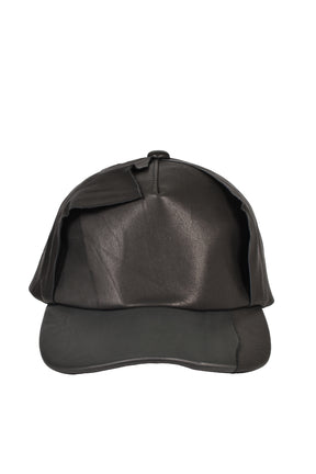 UNFORMED LEATHER CAP / BLK
