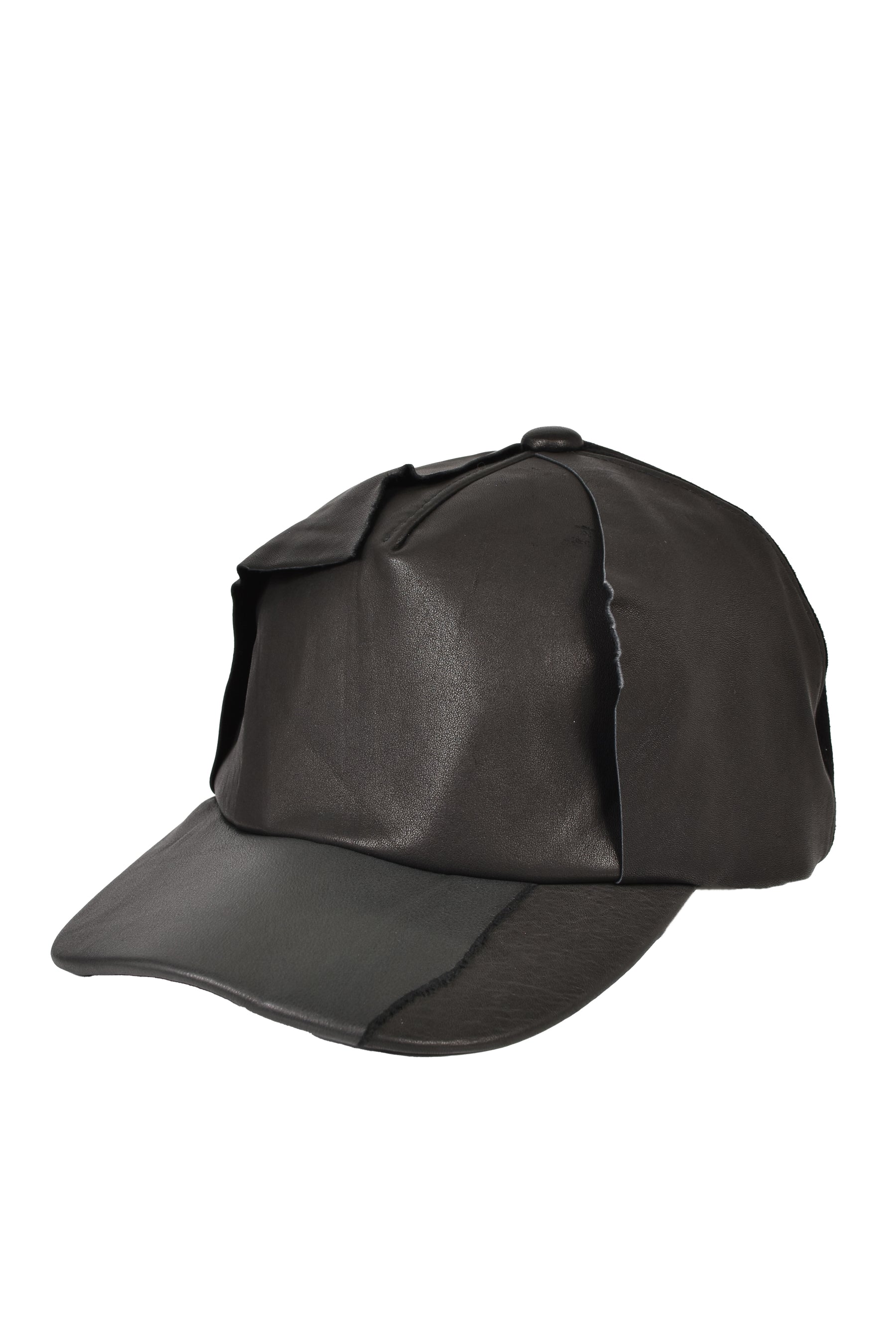UNFORMED LEATHER CAP / BLK