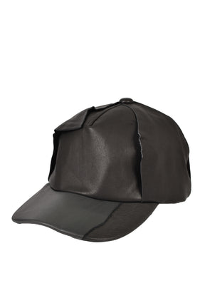UNFORMED LEATHER CAP / BLK
