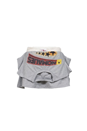PRINTED DOUBLE-WAISTED MINI SKIRT / GRY