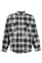 BLEACHED FLANNEL SHIRT / BLACK