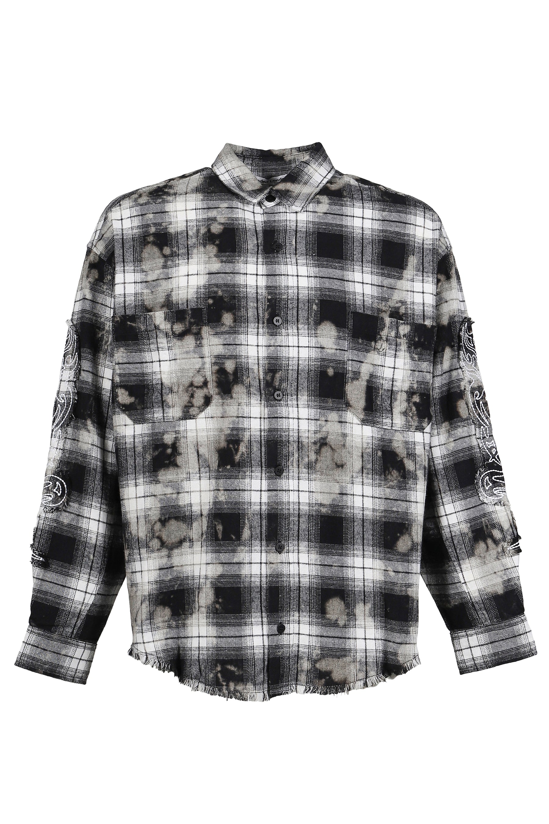BLEACHED FLANNEL SHIRT / BLACK