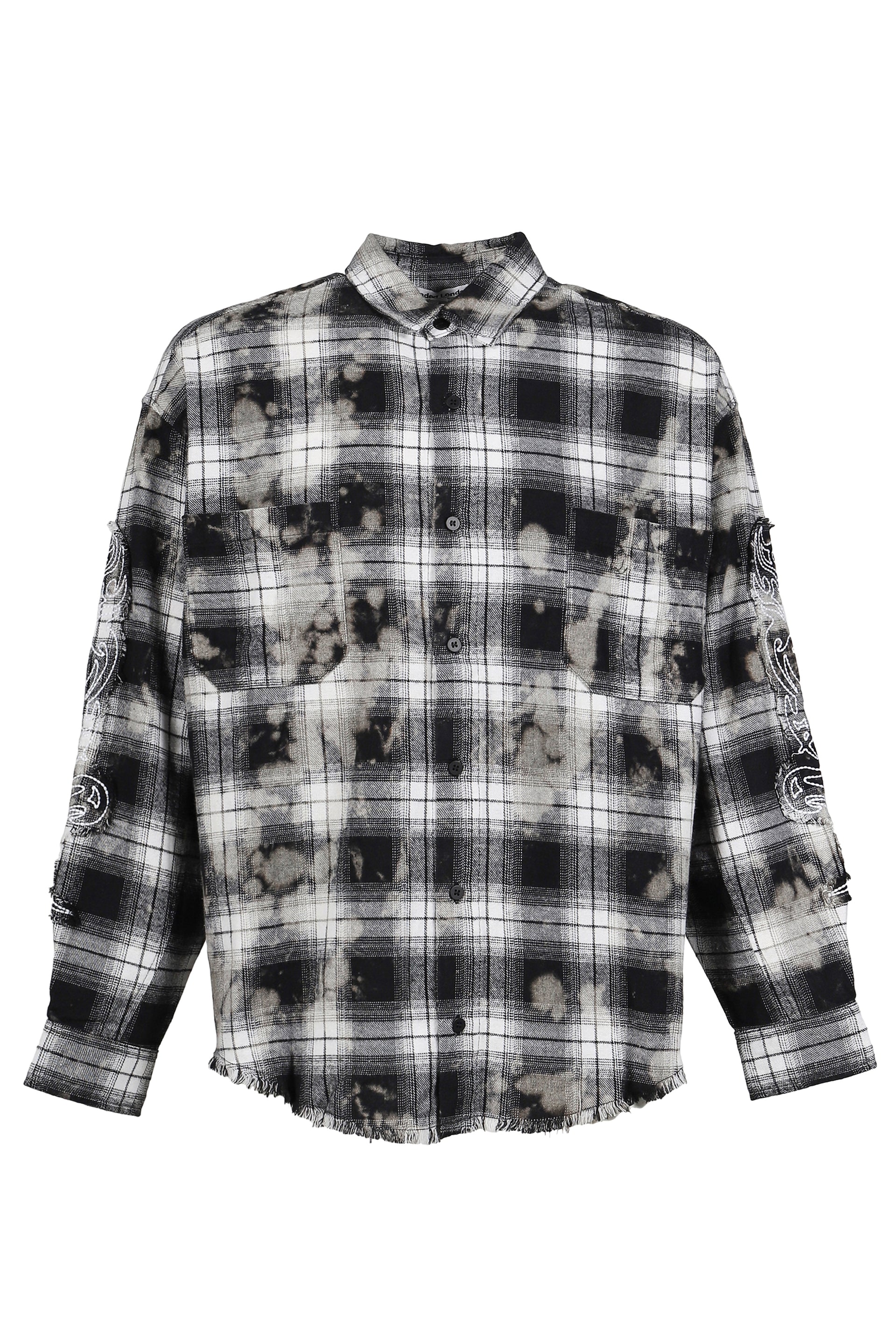 BLEACHED FLANNEL SHIRT / BLK