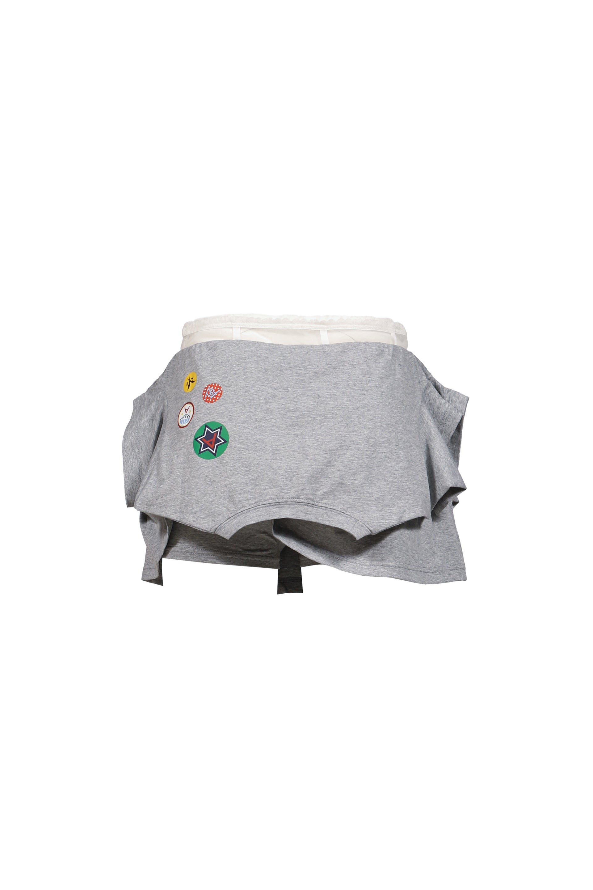 PRINTED DOUBLE-WAISTED MINI SKIRT / GRY