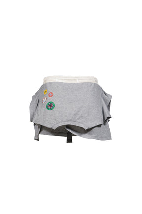 PRINTED DOUBLE-WAISTED MINI SKIRT / GRY
