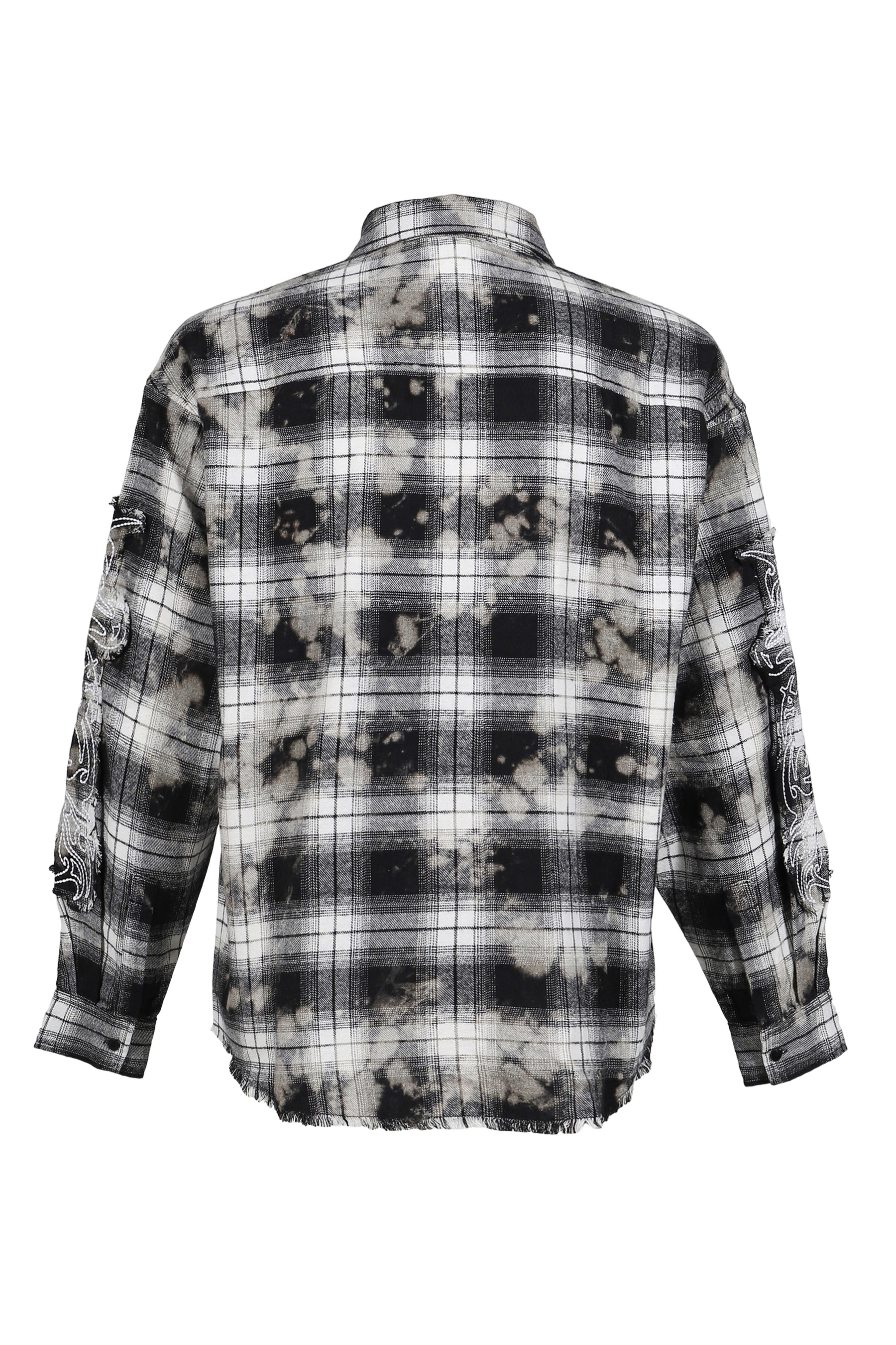 BLEACHED FLANNEL SHIRT / BLACK