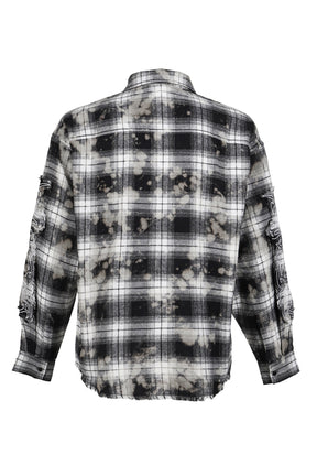 BLEACHED FLANNEL SHIRT / BLACK