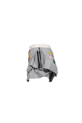 PRINTED DOUBLE-WAISTED MINI SKIRT / GRY
