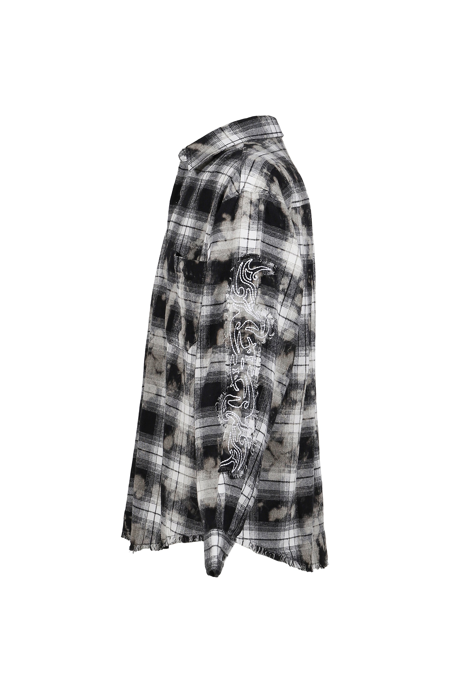 BLEACHED FLANNEL SHIRT / BLACK