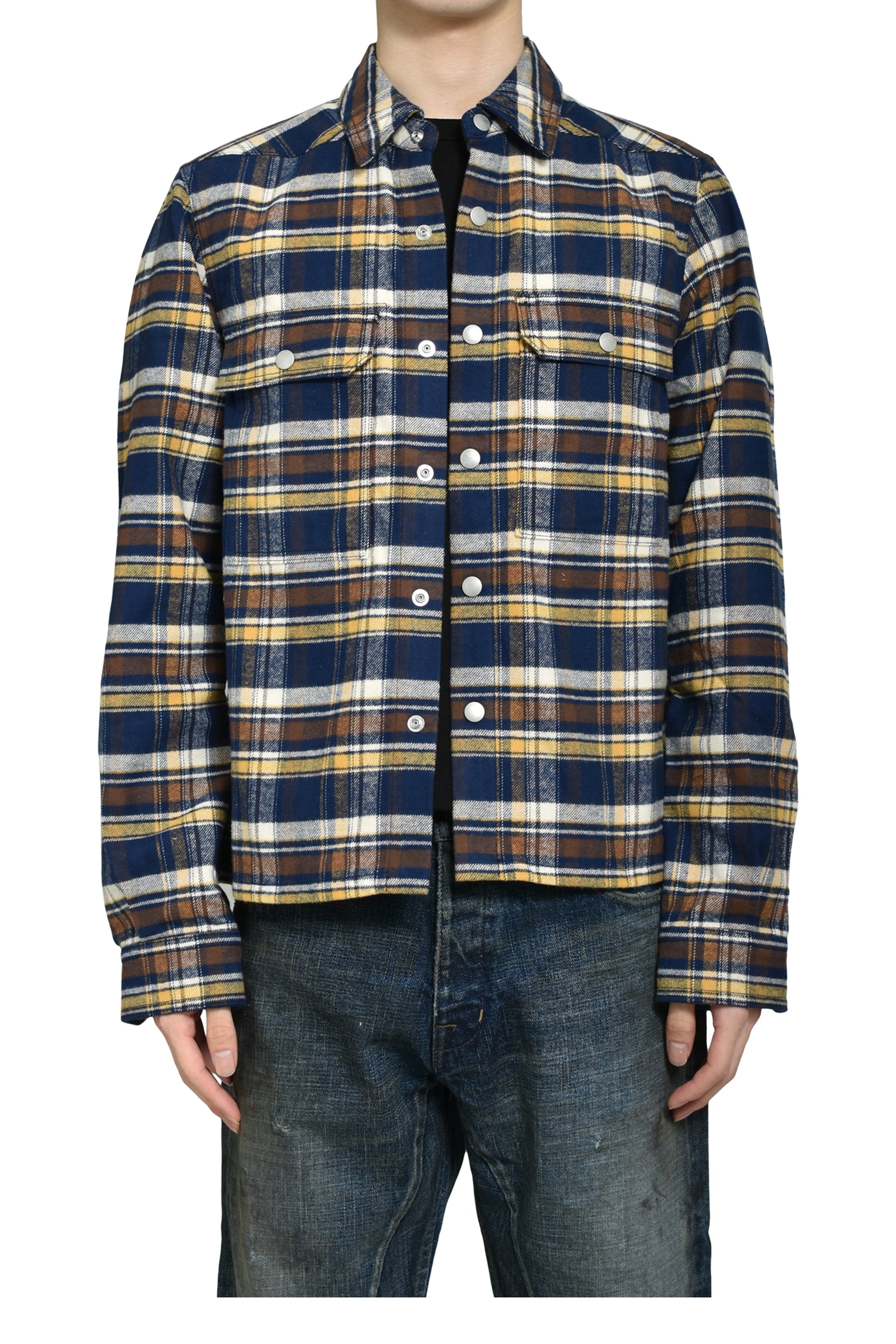 CROPPED OUTERSHIRT / GASOLINE PLAID