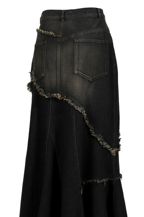 VIVAMUS ヴィヴィアムス SS25 DAMAGE DENIM MAXI SKIRT / BLK - NUBIAN