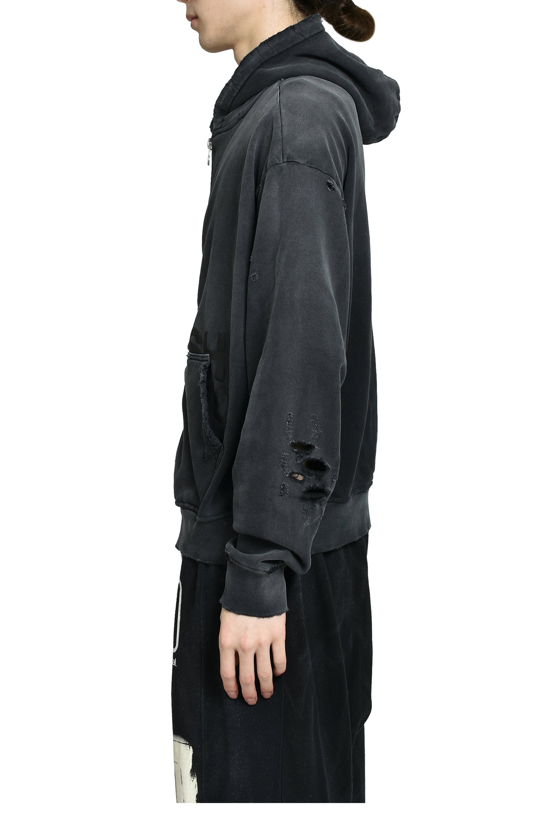 ELLIOTT ZIP UP HOODIE / WASHED BLK