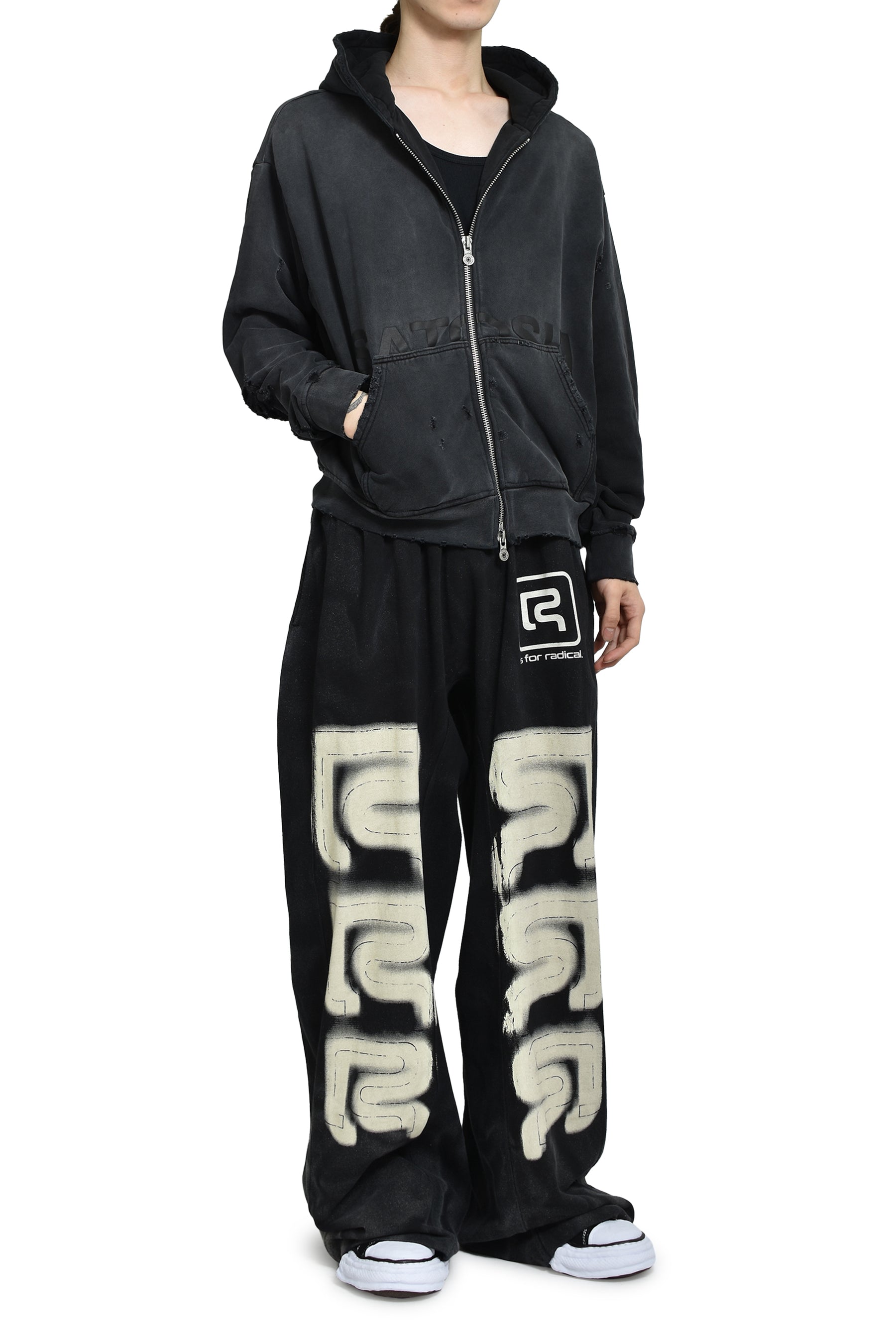 ELLIOTT ZIP UP HOODIE / WASHED BLK