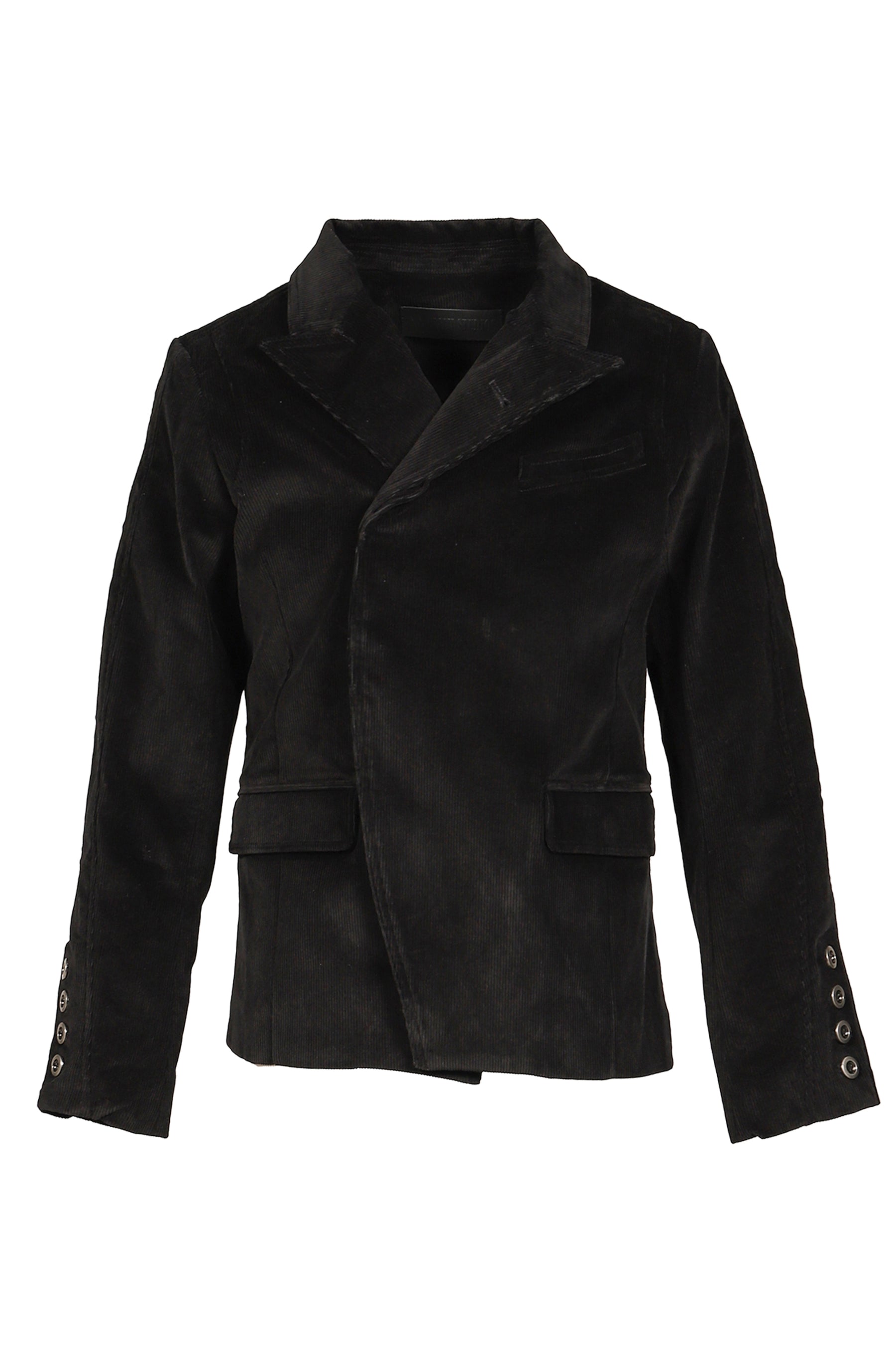 CORD HIDDEN BUTTON BLACK SUIT / BLACK