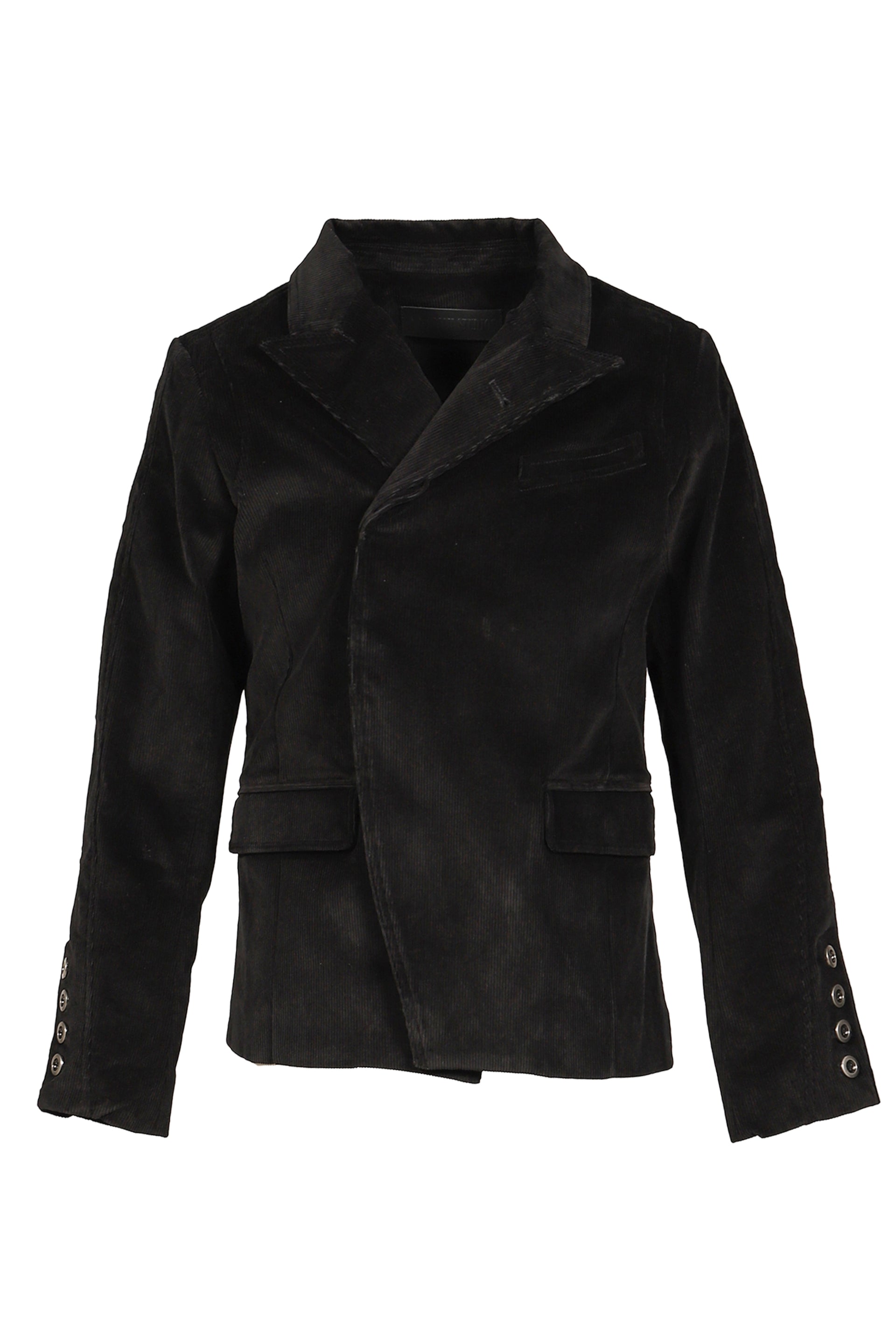 CORD HIDDEN BUTTON BLACK SUIT / BLK