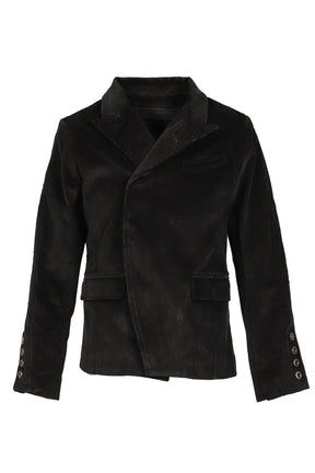 CORD HIDDEN BUTTON BLACK SUIT / BLACK