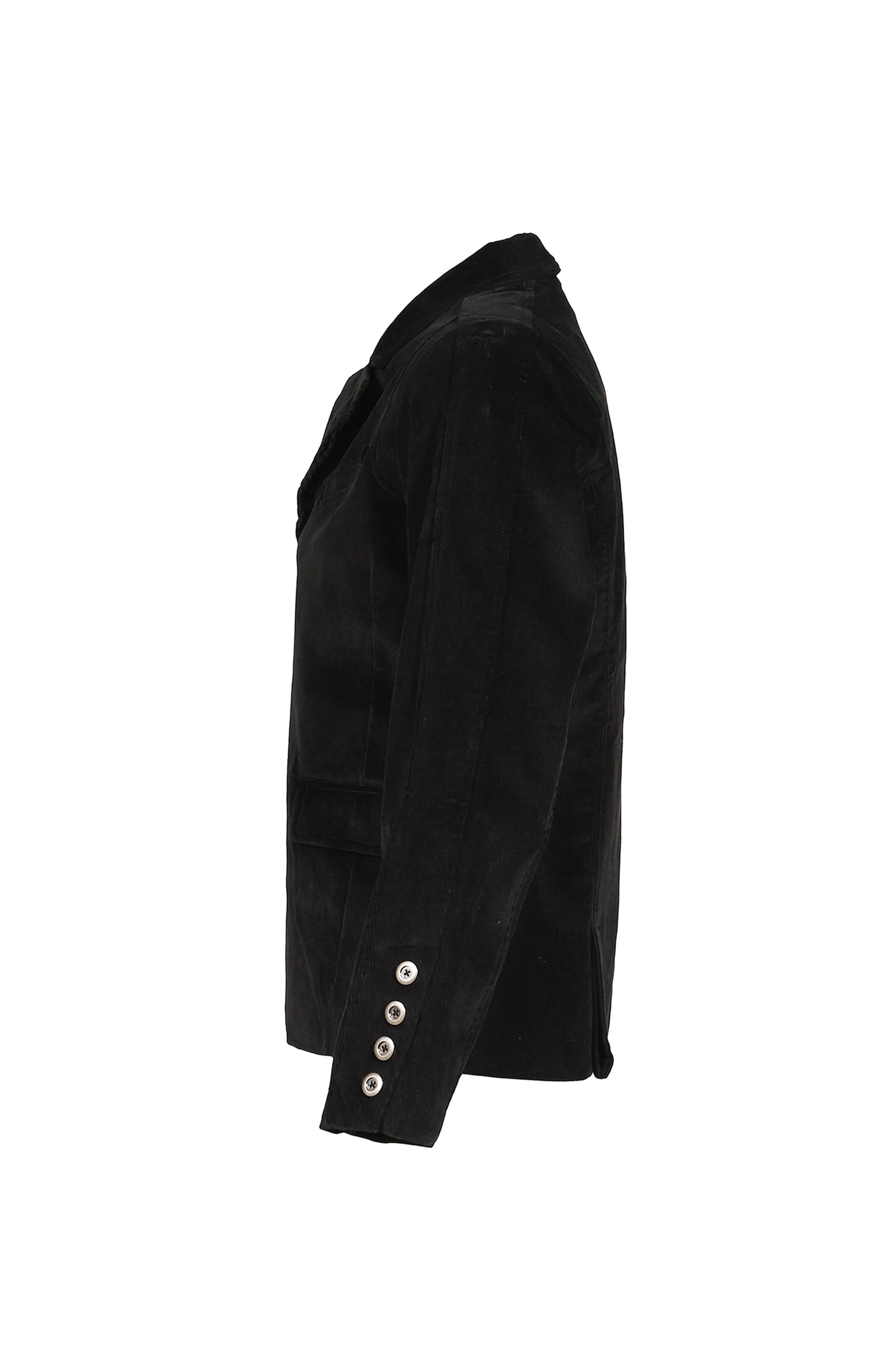 CORD HIDDEN BUTTON BLACK SUIT / BLACK