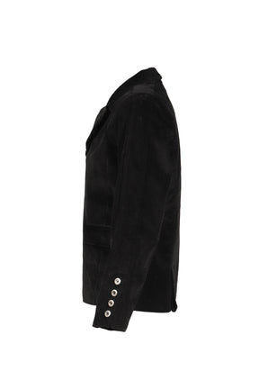 CORD HIDDEN BUTTON BLACK SUIT / BLACK