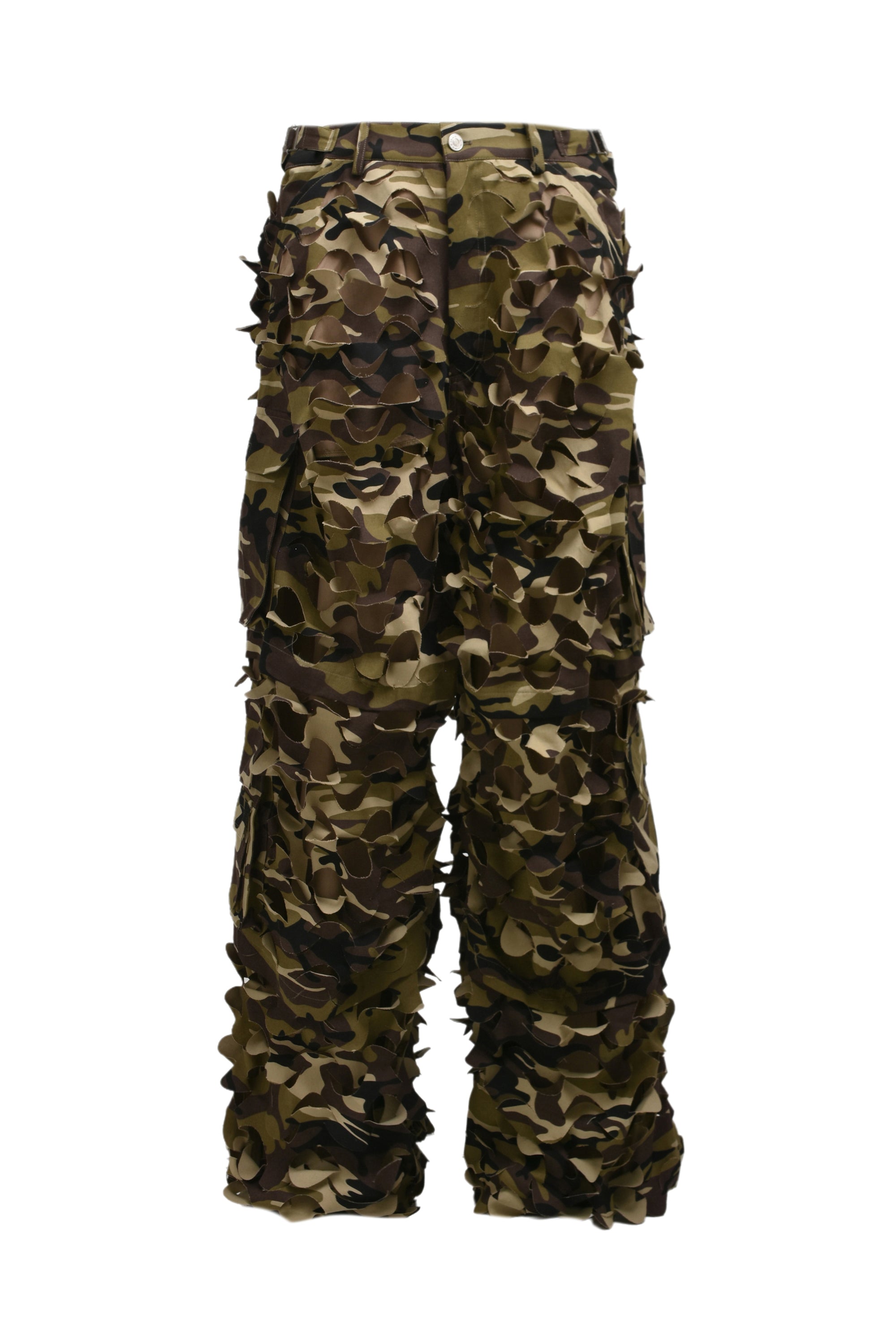 LASER-CUT CAMO CARGO PANTS / BRW CAMO