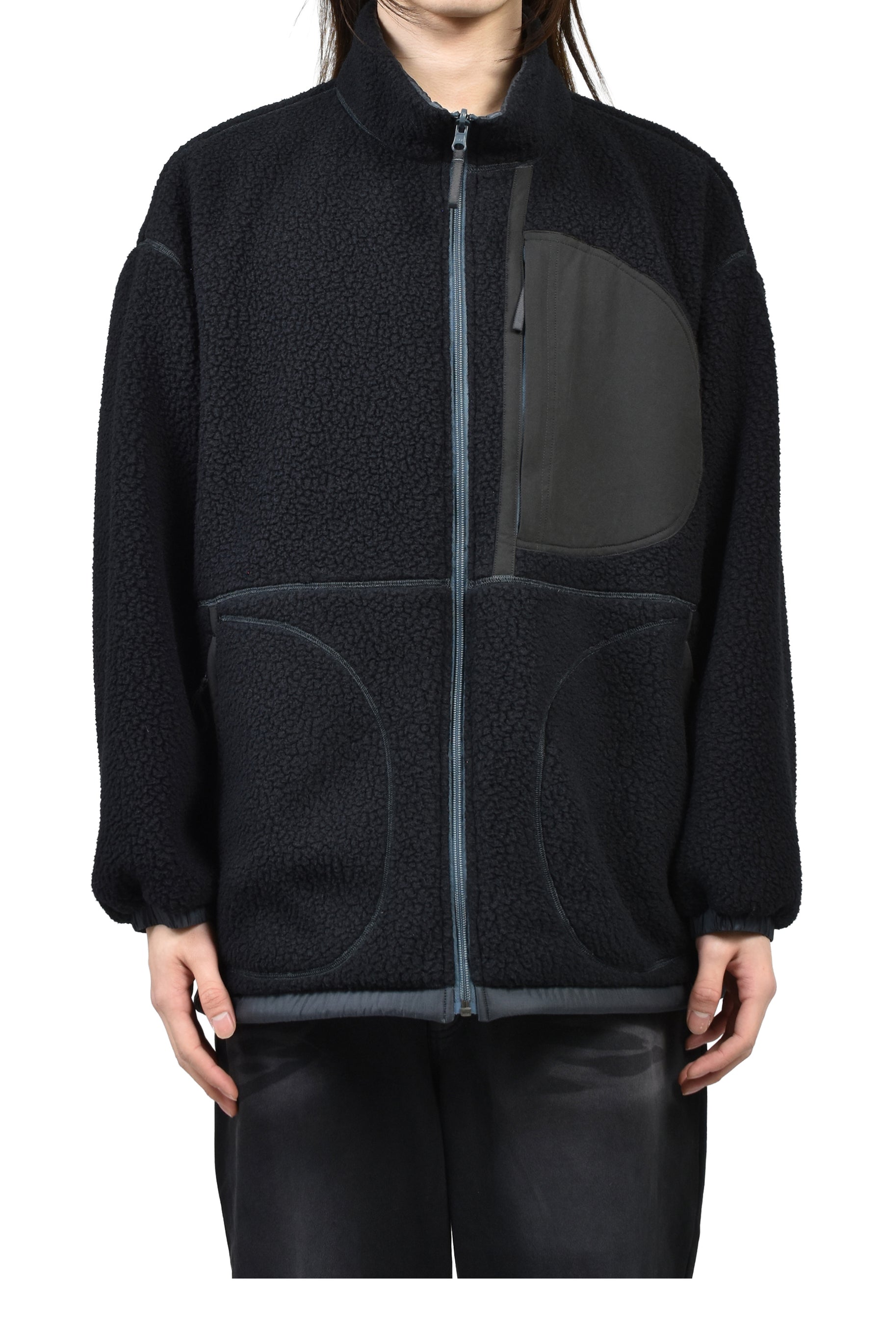 FLEECE LINER NYLON ZIP UP JACKET / WEATHER MJ CONNECTION / BLK 