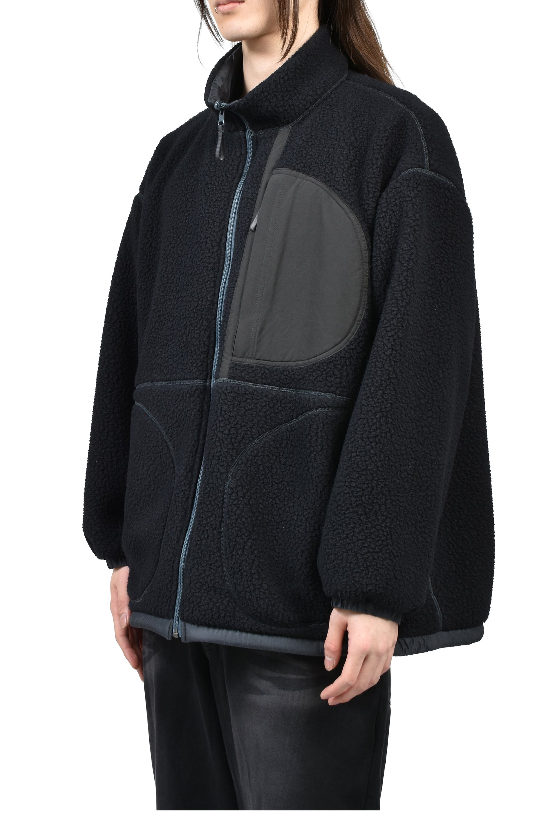 FLEECE LINER NYLON ZIP UP JACKET / WEATHER MJ CONNECTION / BLK 