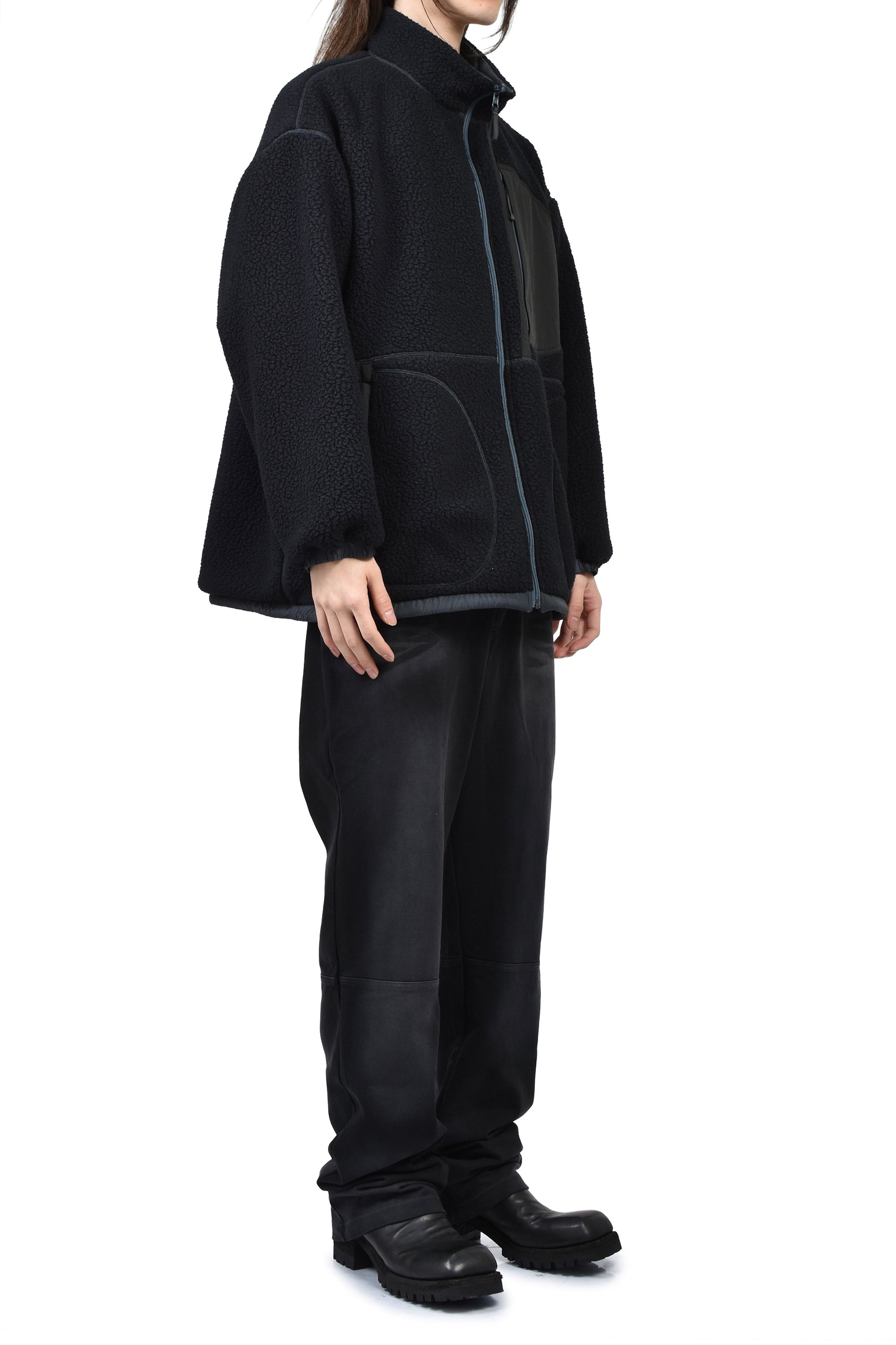 FLEECE LINER NYLON ZIP UP JACKET / WEATHER MJ CONNECTION / BLK 