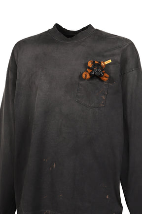 GAS MASK BEAR LONG SLEEVE T-SHIRT / BLK