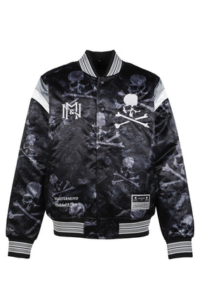 JK16965-CLBBLCK/MSTRMNDXMN PRINT SATIN JKT / BLK
