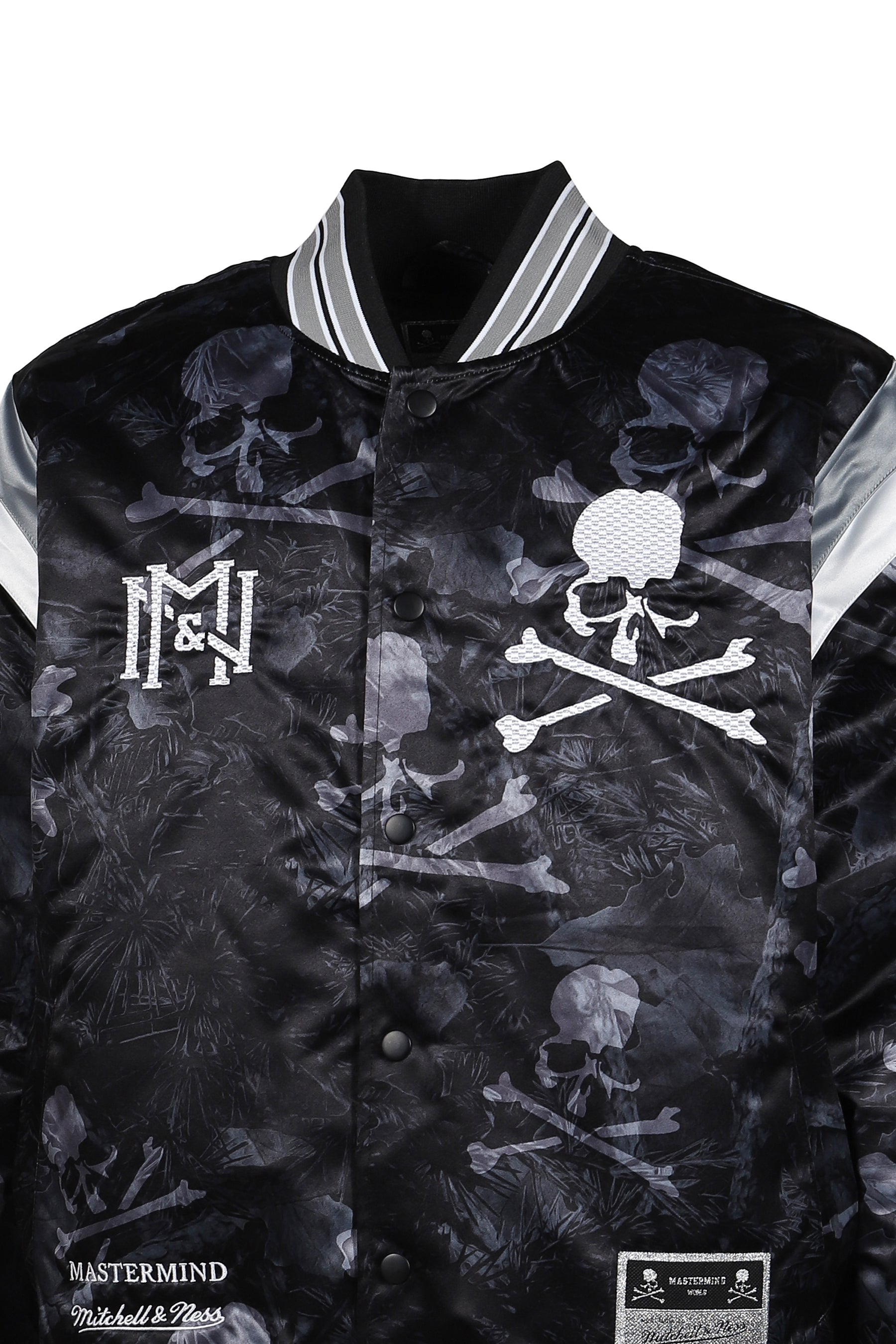 JK16965-CLBBLCK/MSTRMNDXMN PRINT SATIN JKT / BLK