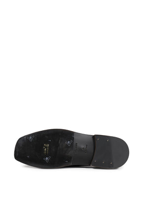 FLAT PIPED SLIPPERS / BLK / DARK CHOCOLATE