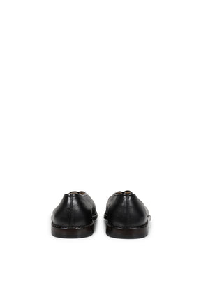 FLAT PIPED SLIPPERS / BLK / DARK CHOCOLATE
