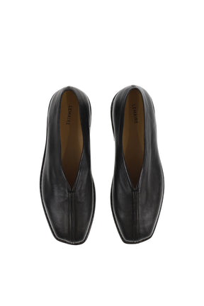 FLAT PIPED SLIPPERS / BLK / DARK CHOCOLATE