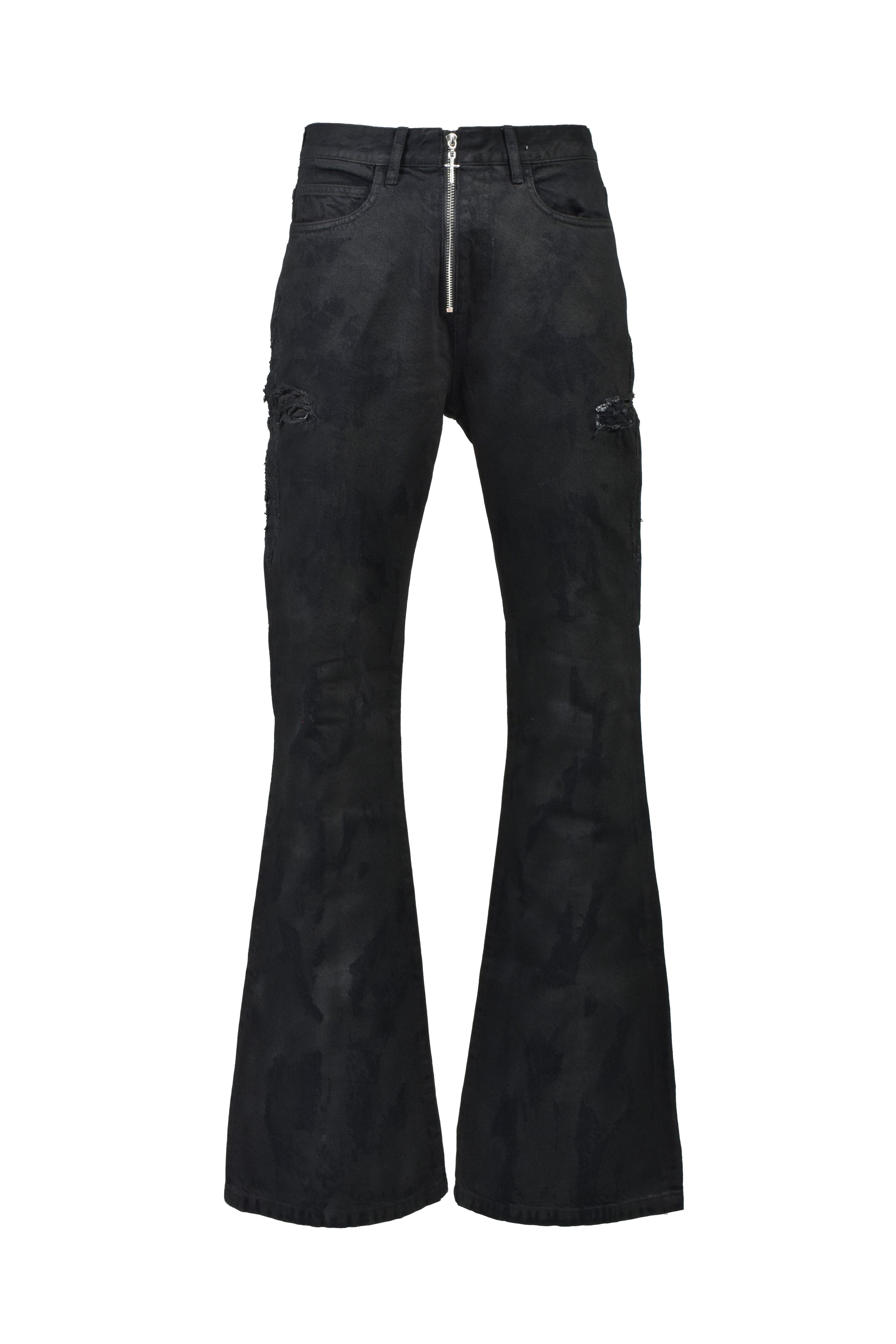COATING DENIM FLARE PANTS / BLK