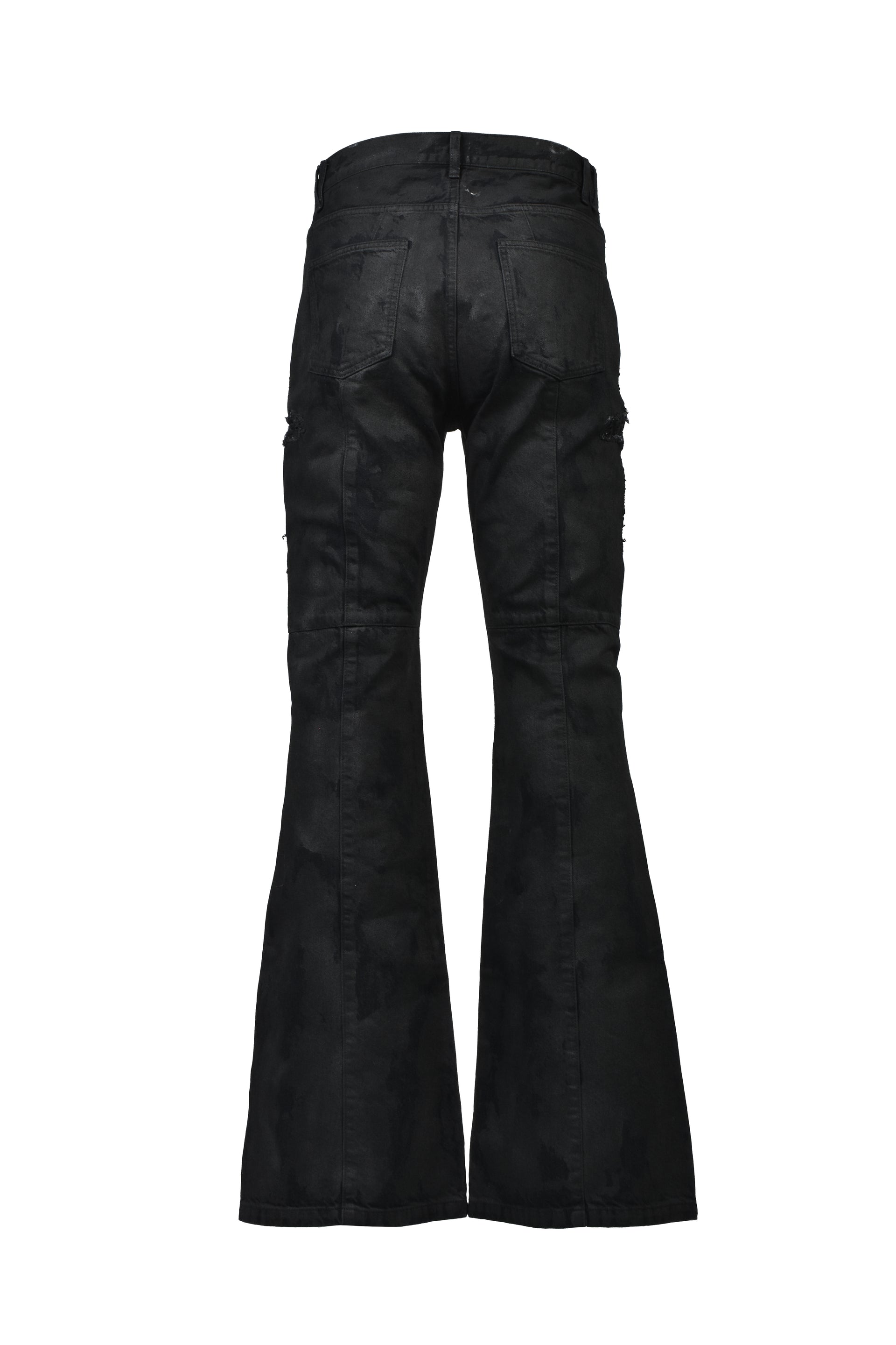 COATING DENIM FLARE PANTS / BLK