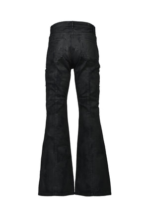 COATING DENIM FLARE PANTS / BLK