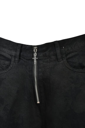 COATING DENIM FLARE PANTS / BLK
