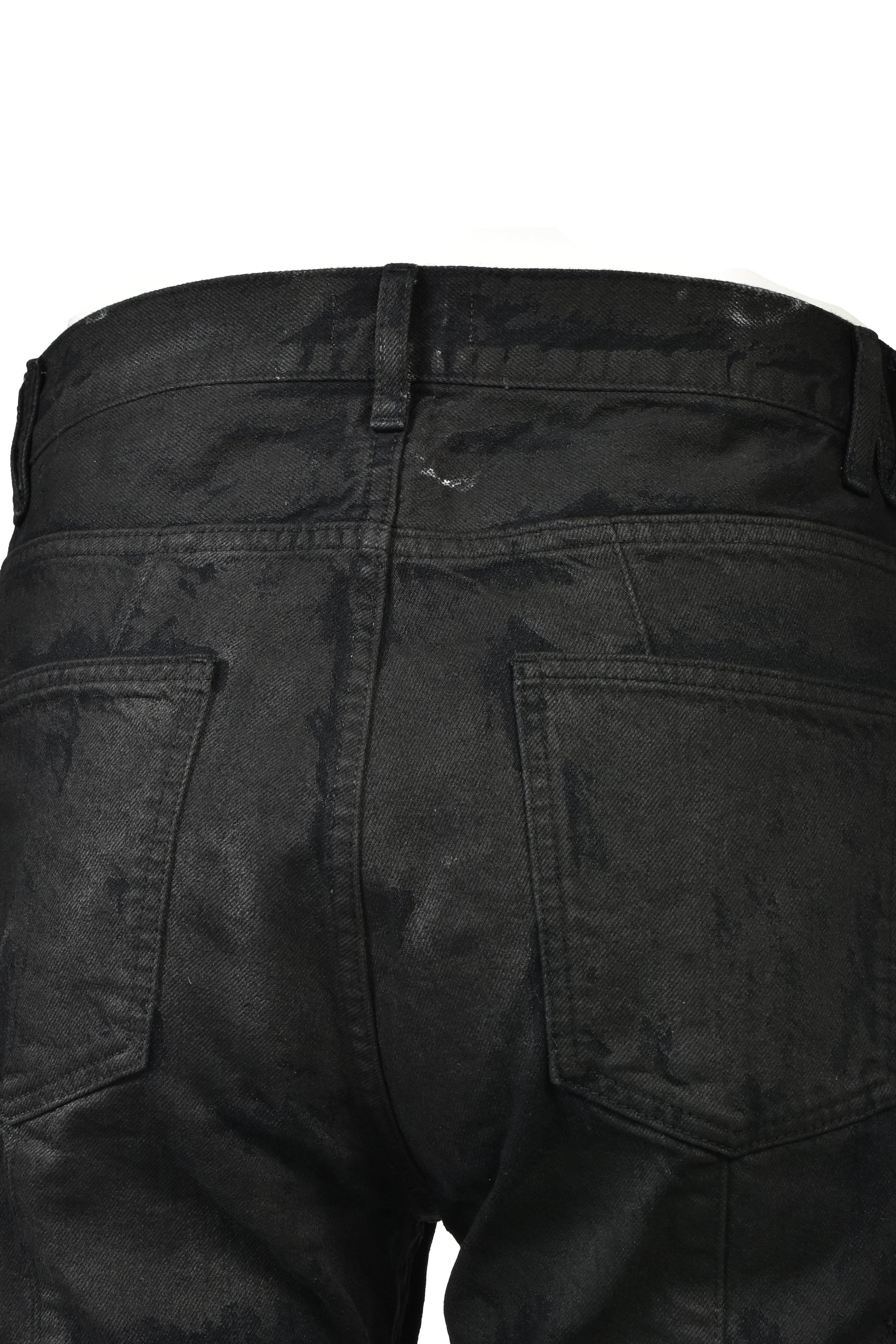 COATING DENIM FLARE PANTS / BLK