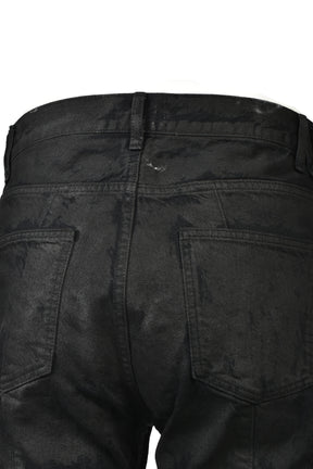 COATING DENIM FLARE PANTS / BLK