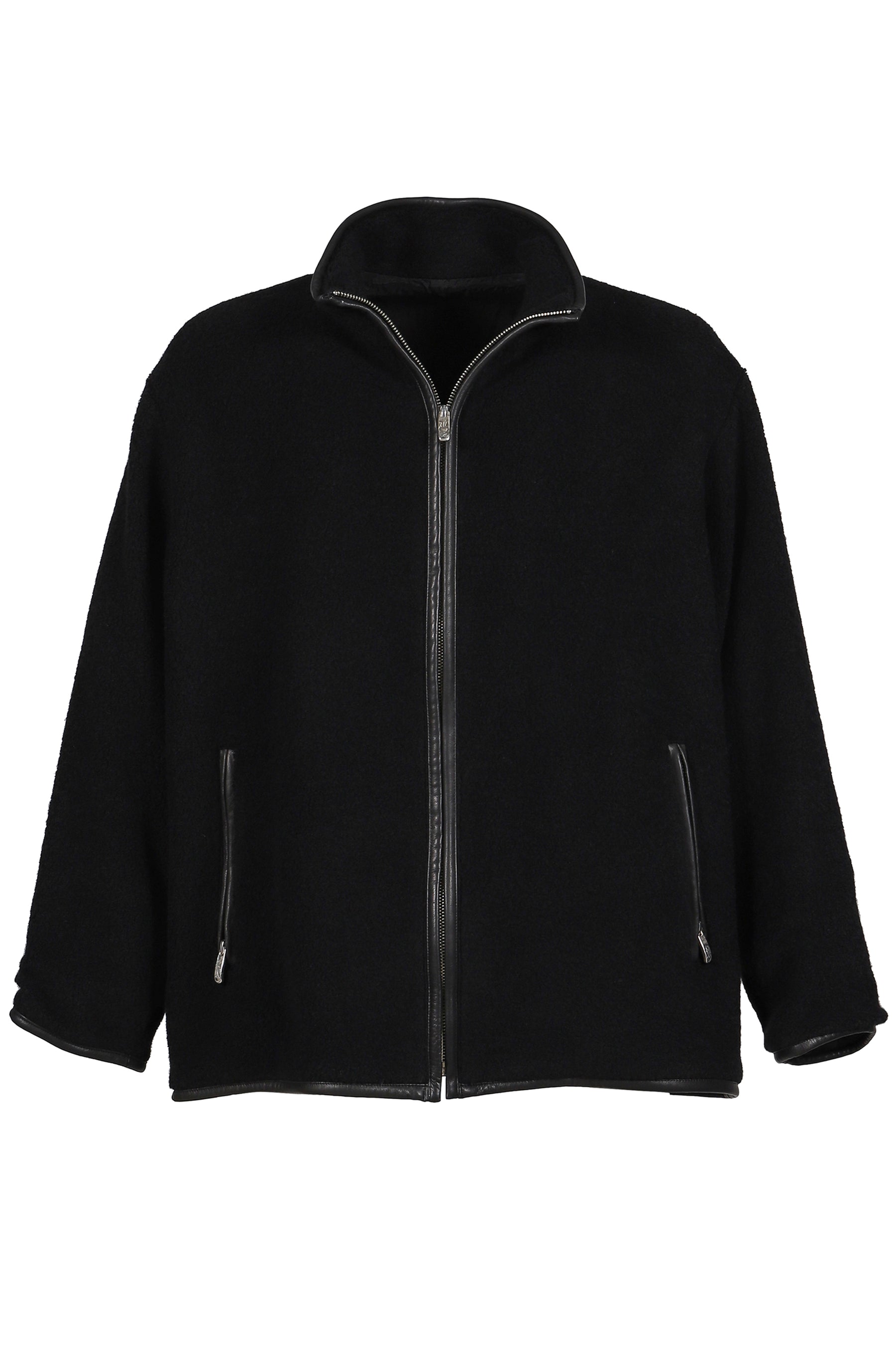 CASHMERE ZIP UP JACKET W / SILVER ZIPPER (BABY CASH) / BLK