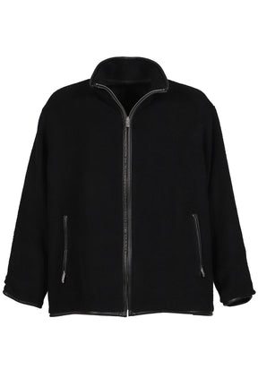CASHMERE ZIP UP JACKET W / SILVER ZIPPER (BABY CASH) / BLK