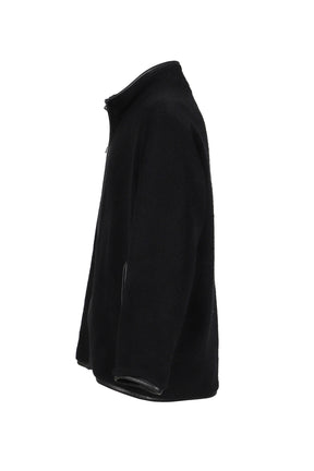 CASHMERE ZIP UP JACKET W / SILVER ZIPPER (BABY CASH) / BLK