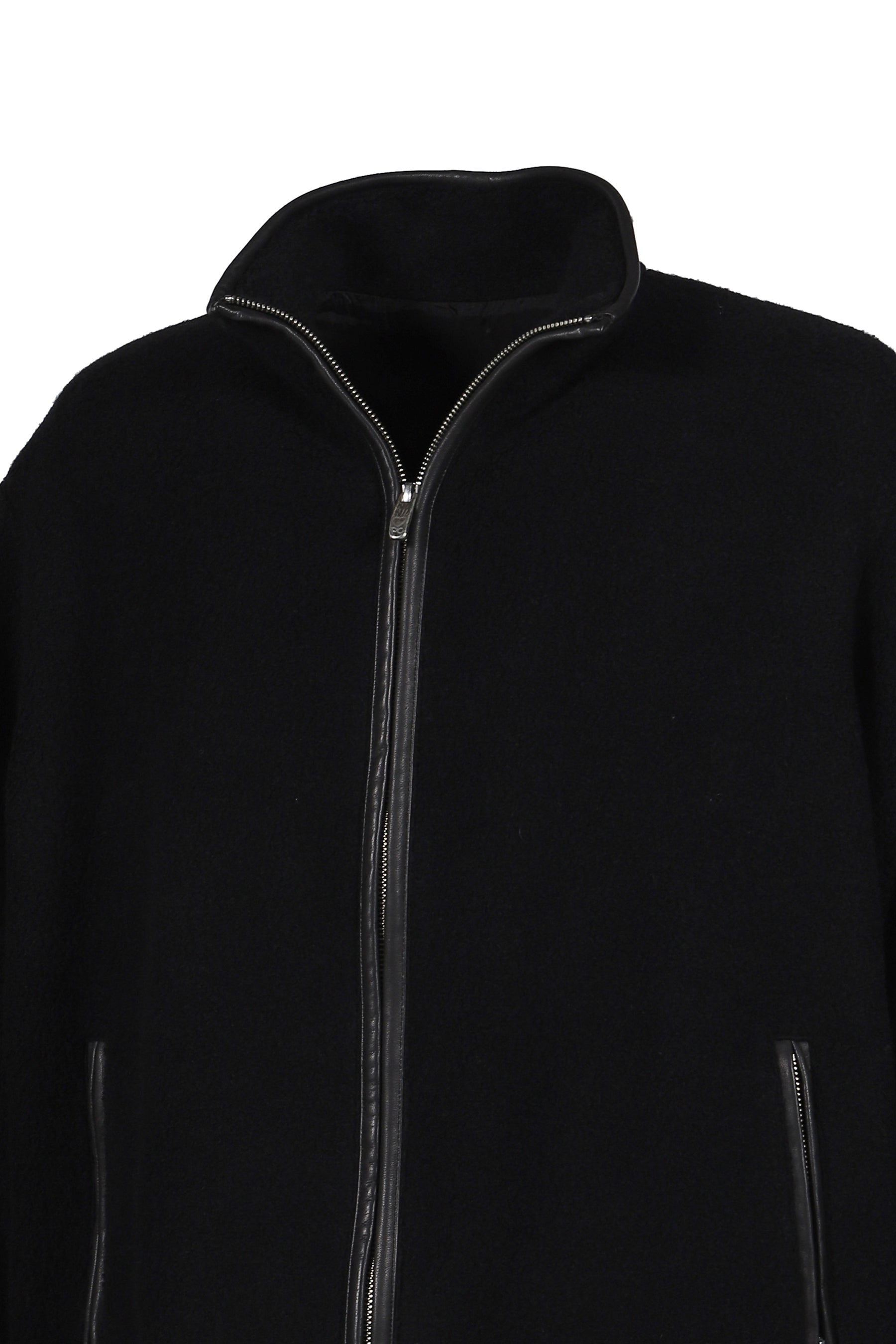 CASHMERE ZIP UP JACKET W / SILVER ZIPPER (BABY CASH) / BLK