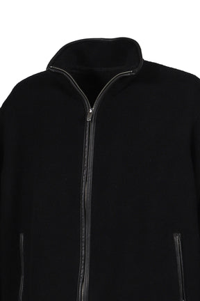 CASHMERE ZIP UP JACKET W / SILVER ZIPPER (BABY CASH) / BLK