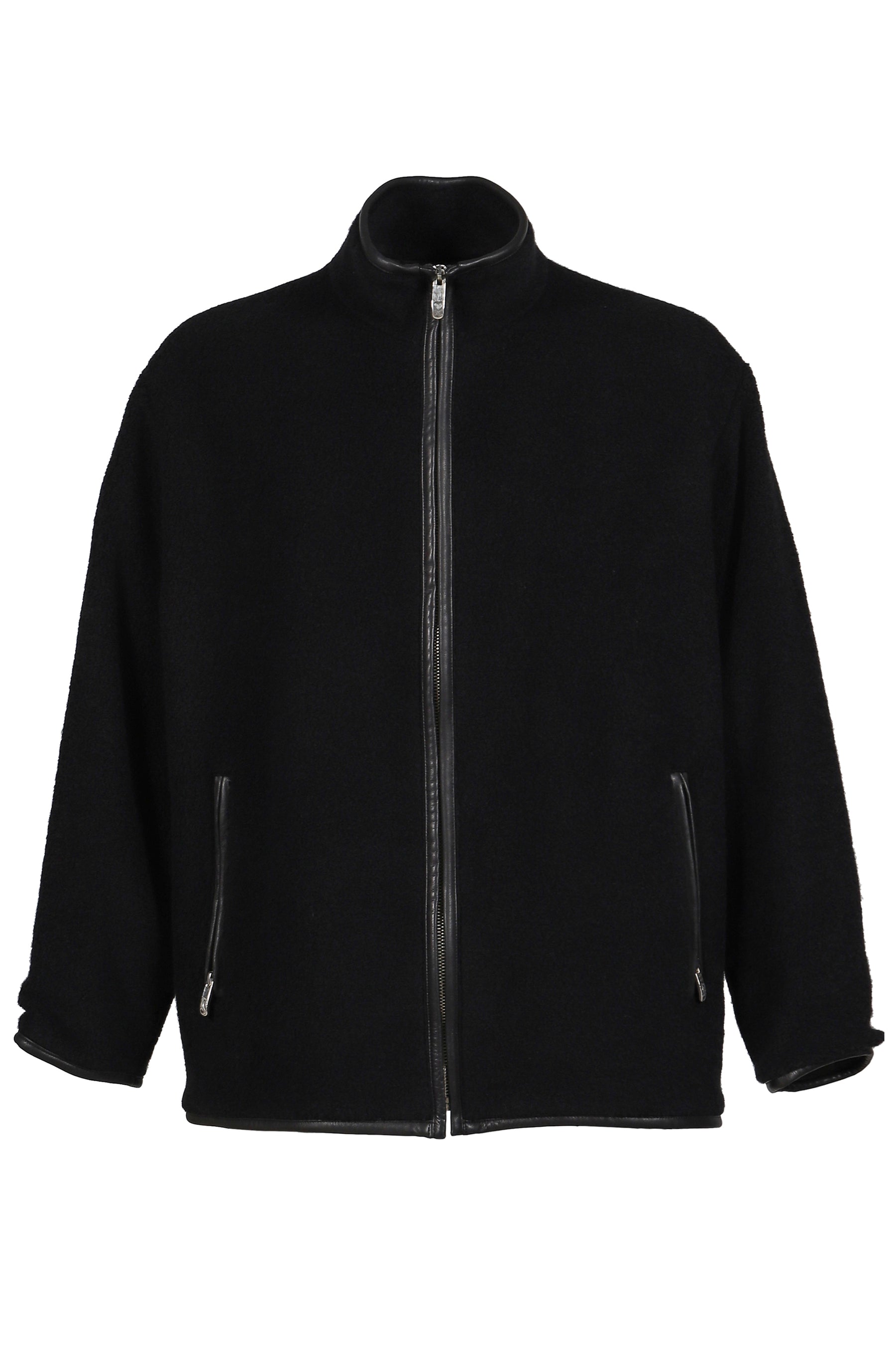 CASHMERE ZIP UP JACKET W / SILVER ZIPPER (BABY CASH) / BLK