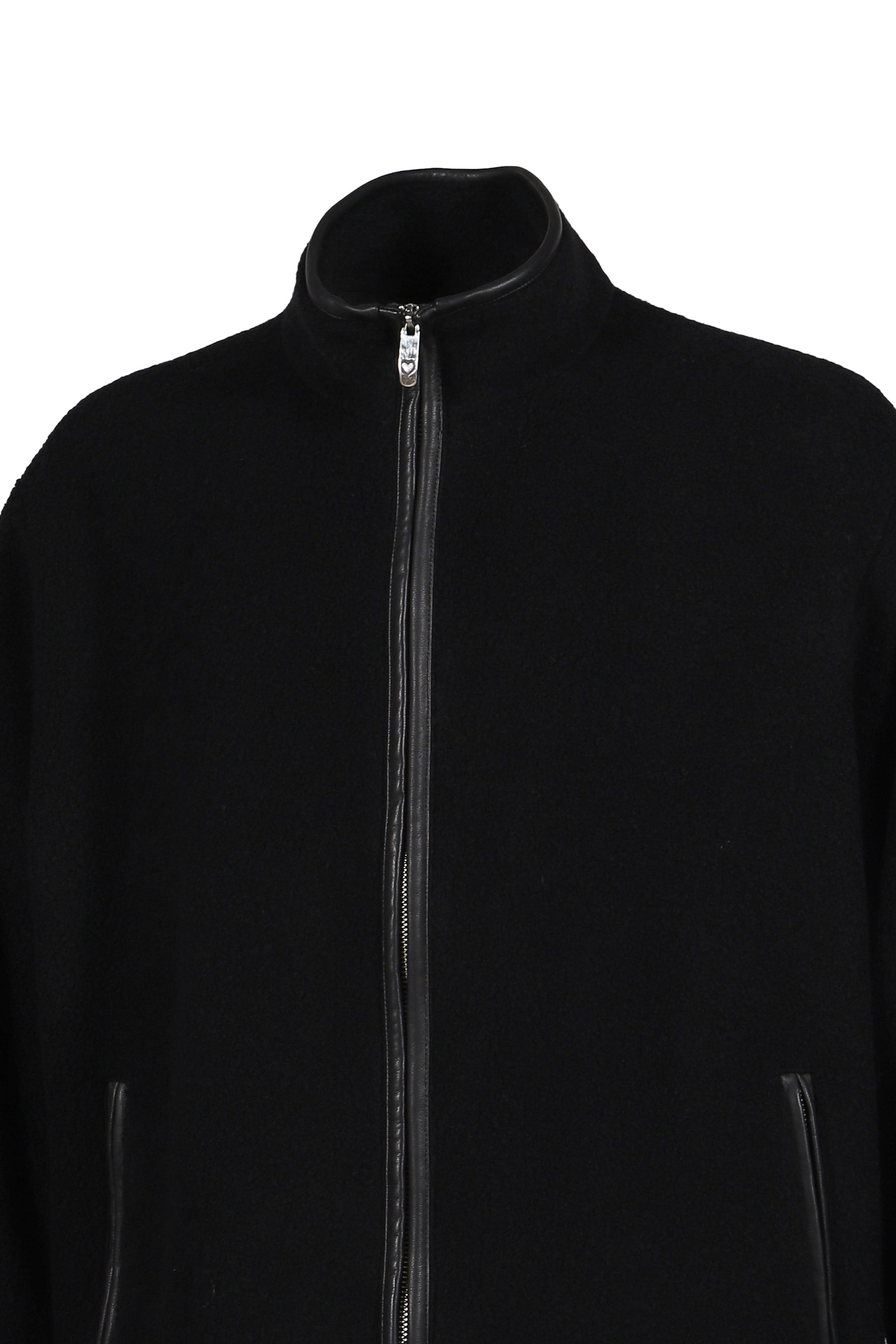 CASHMERE ZIP UP JACKET W / SILVER ZIPPER (BABY CASH) / BLK