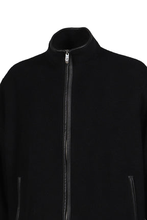 CASHMERE ZIP UP JACKET W / SILVER ZIPPER (BABY CASH) / BLK