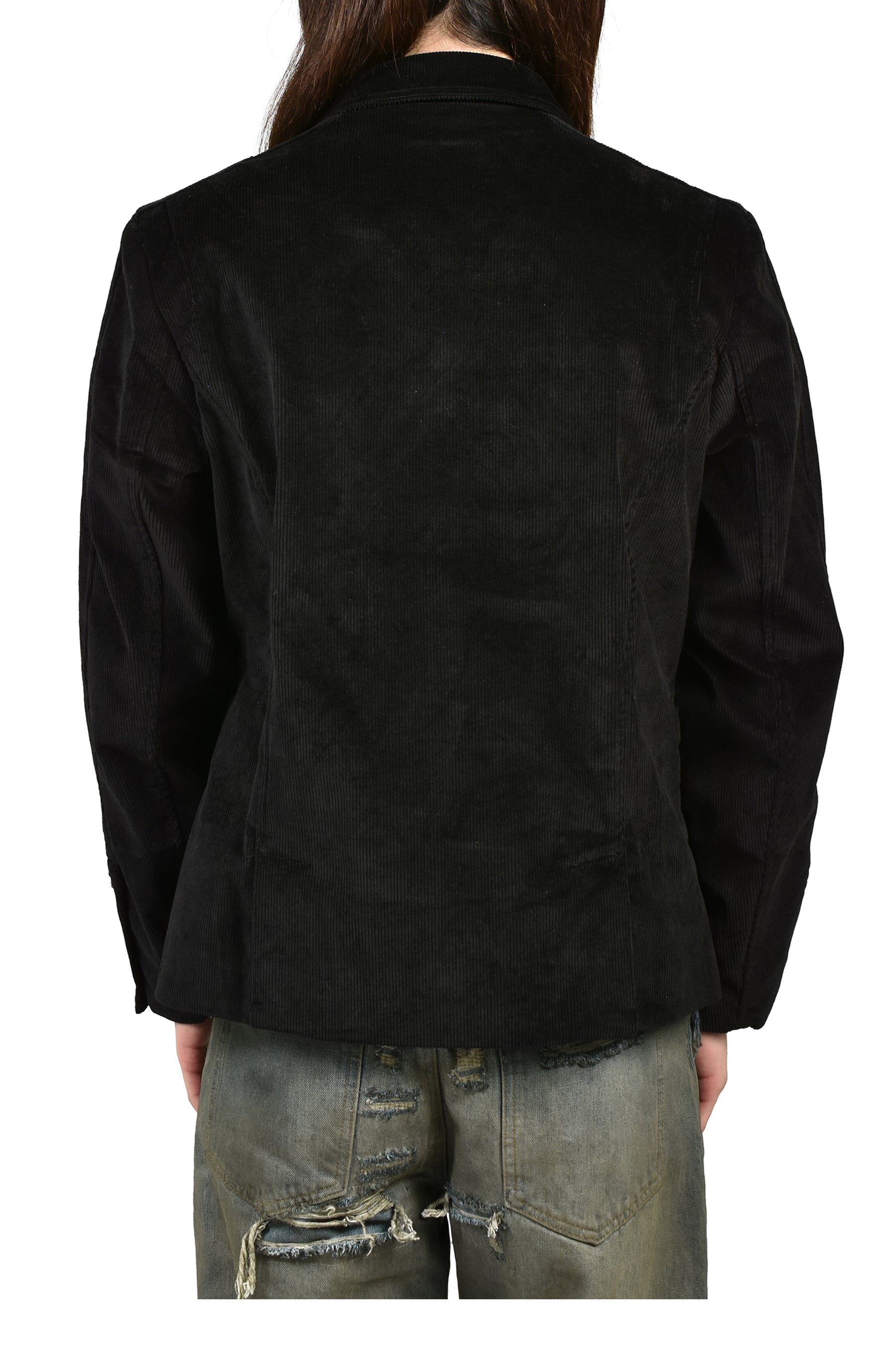 CORD HIDDEN BUTTON BLACK SUIT / BLACK