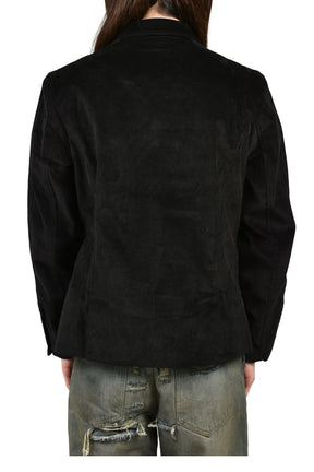 CORD HIDDEN BUTTON BLACK SUIT / BLACK