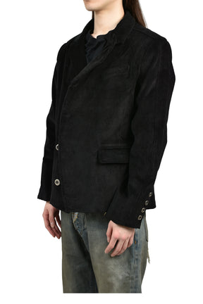 CORD HIDDEN BUTTON BLACK SUIT / BLACK